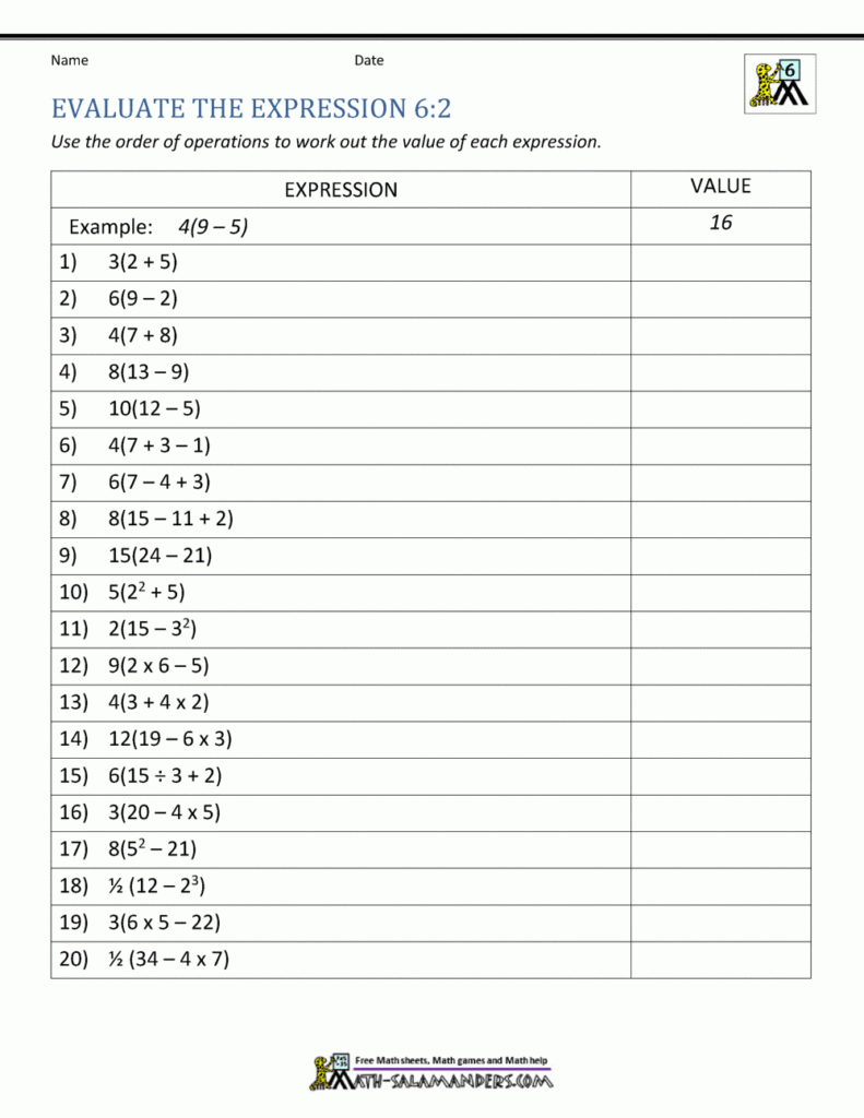 6th Grade Distributive Property Worksheets