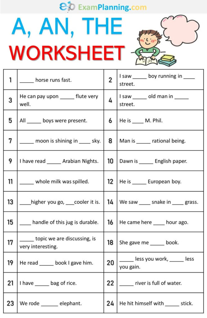 A An The Worksheet
