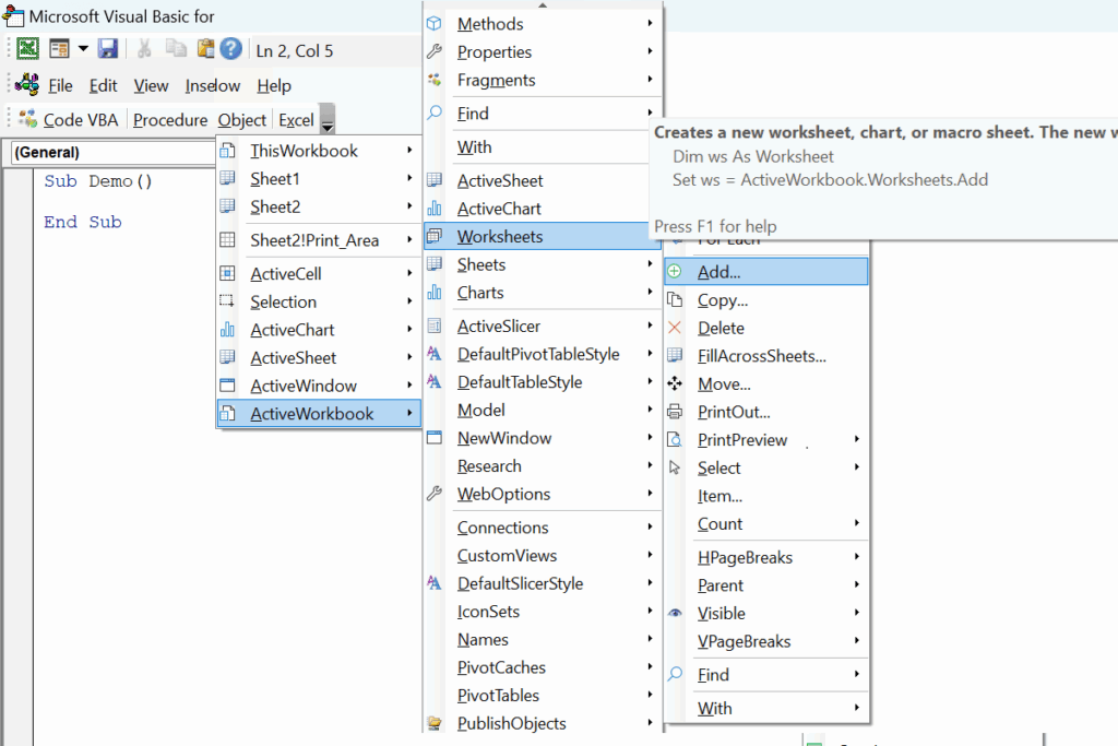 Add New Worksheet Using VBA