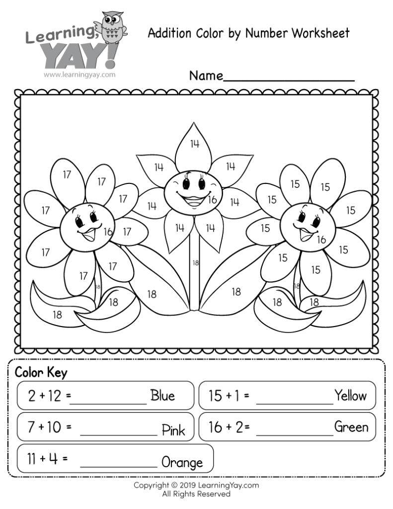 Addition Color By Number Worksheet For 1st Grade Free Printable Addition Color By Number Worksheet For 1st Grade Free Printable