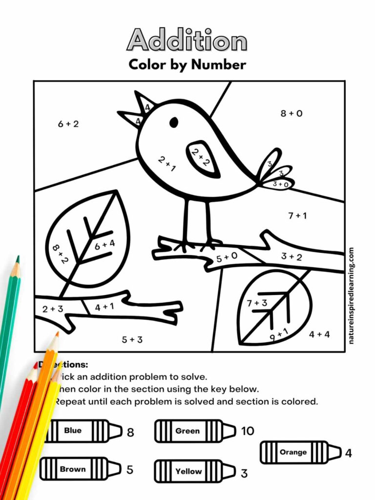 Addition Color By Number Worksheets Nature Inspired Learning Addition Color By Number Worksheets Nature Inspired Learning