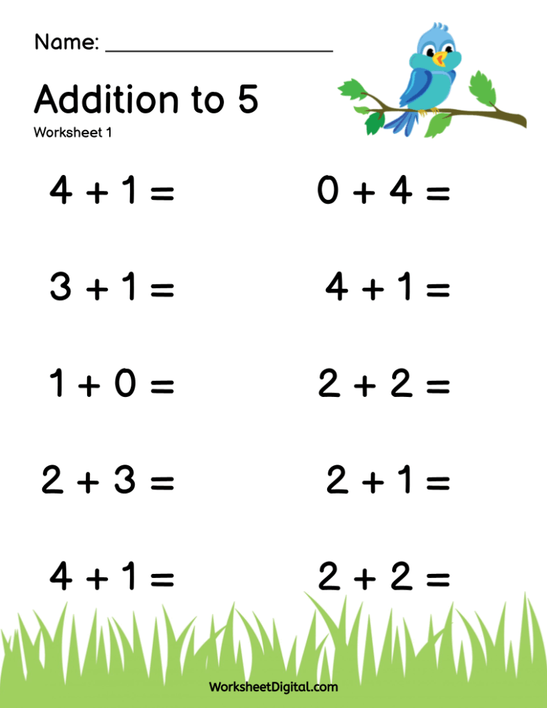 Addition To 5 W1 Worksheet Digital 1 Teacher Made Resources