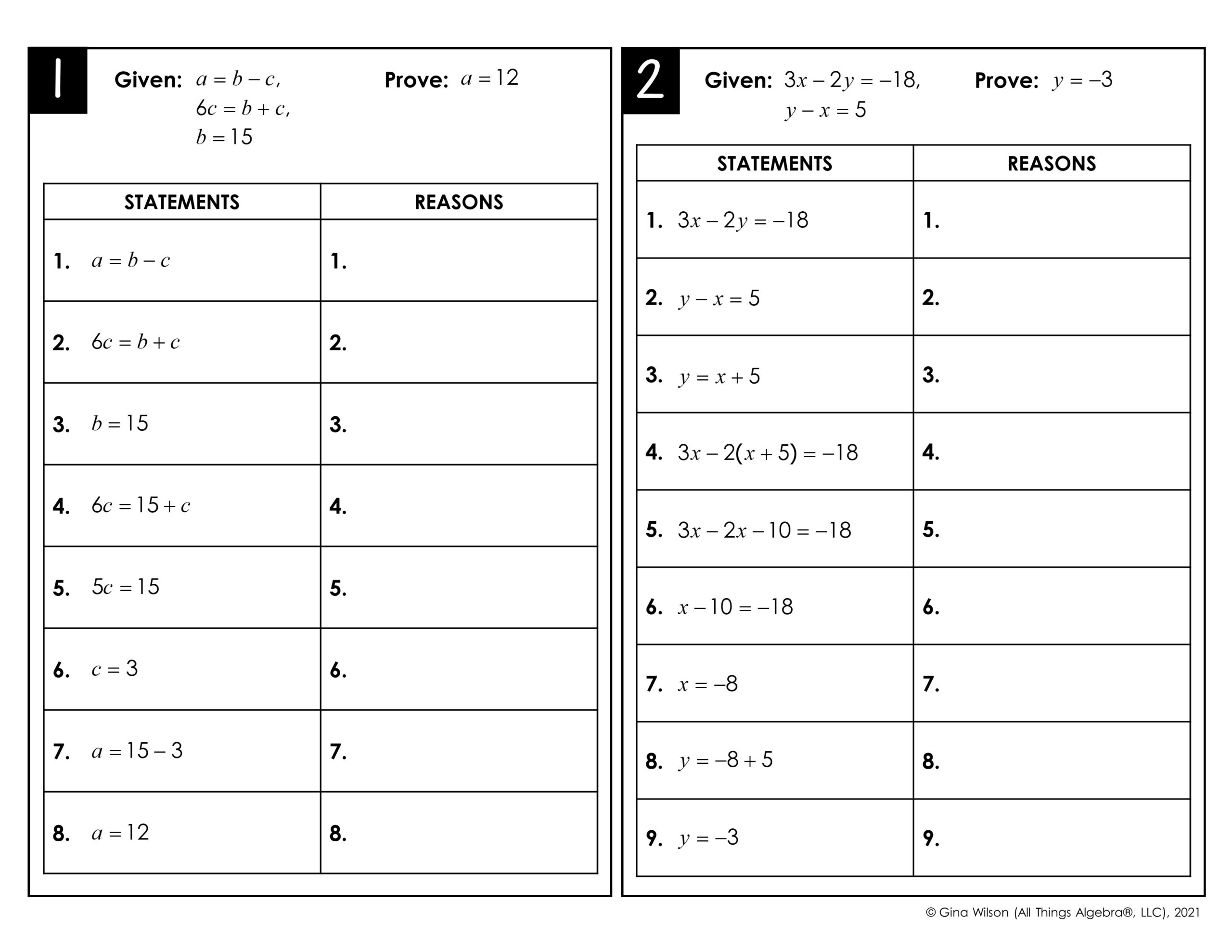 Algebraic Proofs Set 2 Peel Stick Activity All Things Algebra