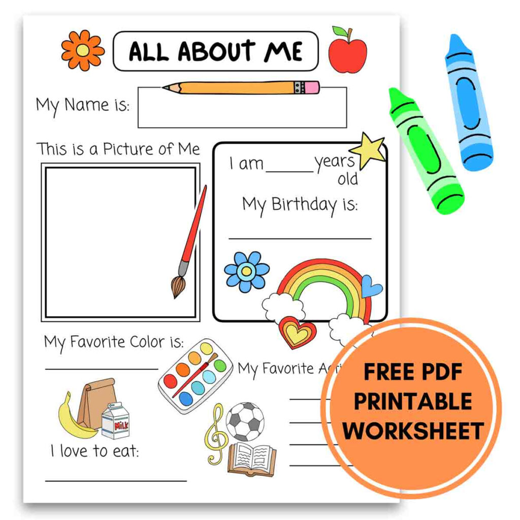 All About Me Printable Preschool Worksheet Free PDF MindyMakes