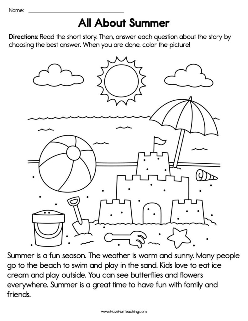 All About Summer Reading Comprehension Worksheet Have Fun Teaching