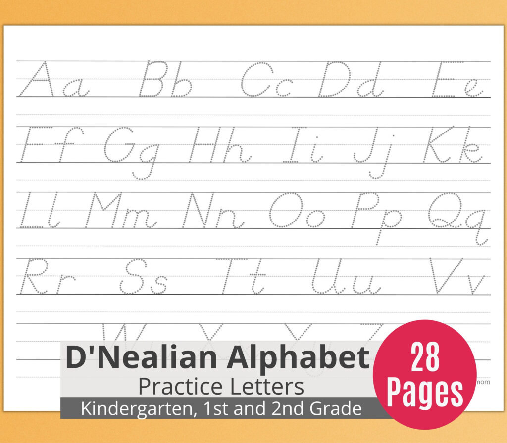Alphabet Handwriting Practice For Kids Printable Letter Tracing Worksheets Handwriting Practice For Kids Landscape Oriented D nealian Etsy