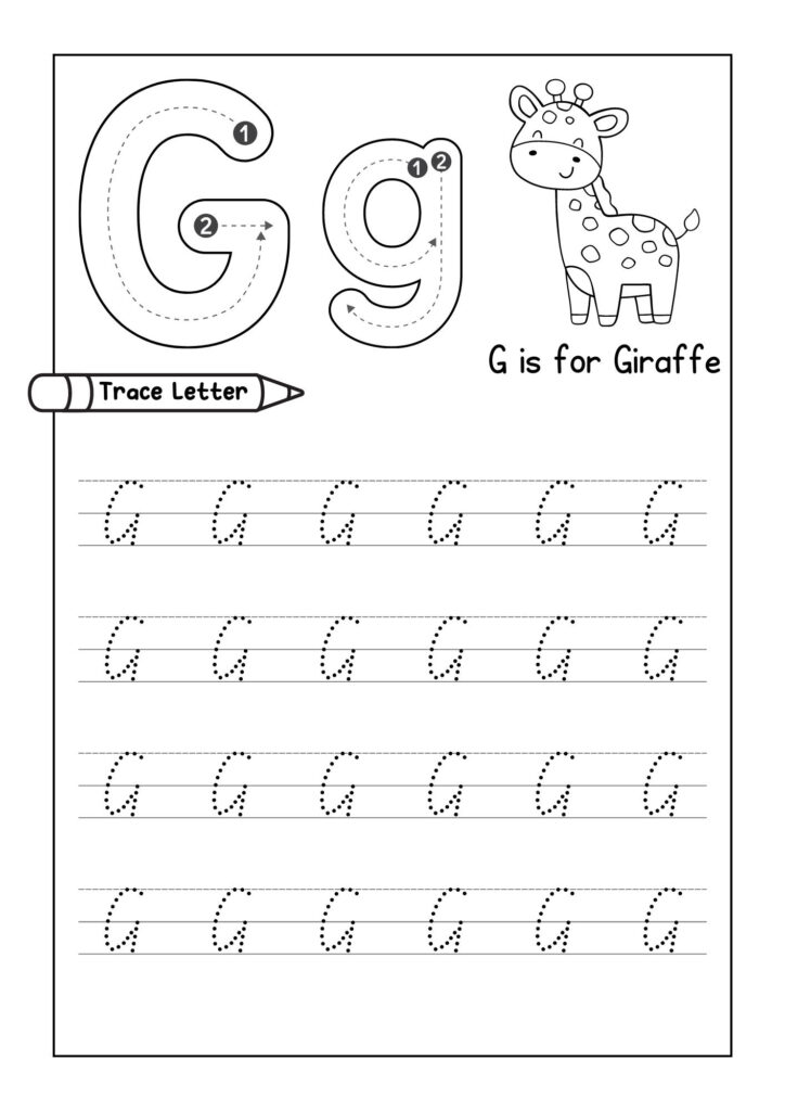 Alphabet Tracing Practice Letter G Handwriting Worksheet Uppercase Lowercase Made By Teachers