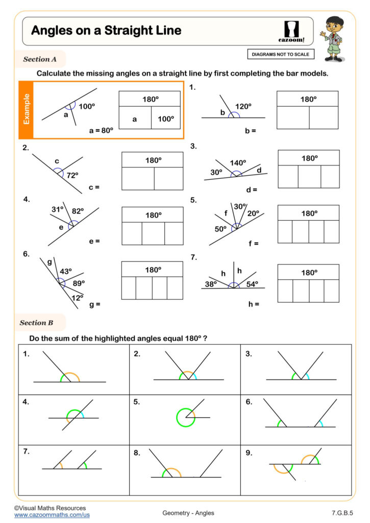 Angles On A Straight Line Worksheet Fun And Engaging 7th Grade Geometry Worksheet Cazoom Math