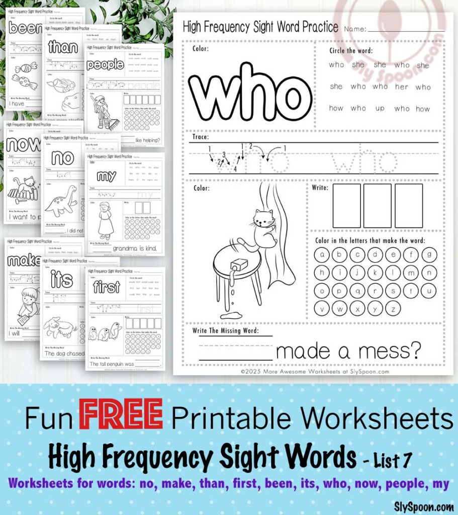 Boost Early Literacy Skills With Free Printable Sight Word Worksheets Sight Words No Make Than First Been Its Who Now People My Sly Spoon