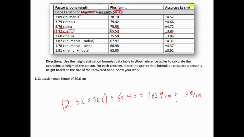 Calculate Height From Bone Length how to YouTube