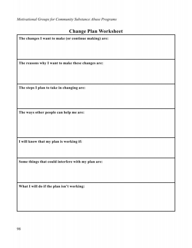 Change Plan Worksheet Motivational Interviewing Change Plan Worksheet Motivational Interviewing