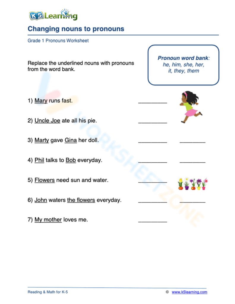 Changing Nouns To Pronouns 2 Worksheet Changing Nouns To Pronouns 2 Worksheet