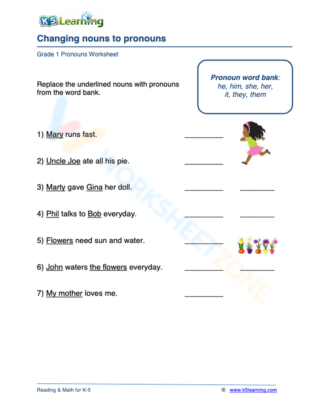 Changing Nouns To Pronouns 2 Worksheet