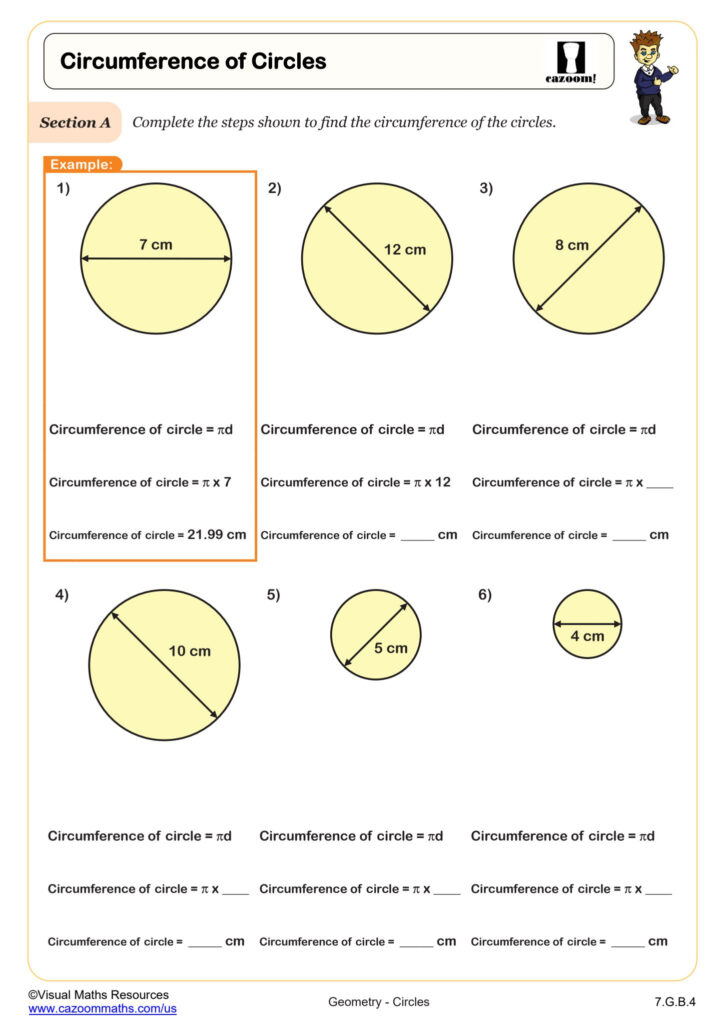 Circumference Of Circles Worksheet Fun And Engaging 7th Grade PDF Worksheets Cazoom Math