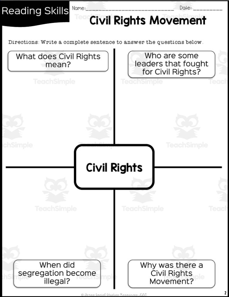 Civil Rights Movement 5th Grade Reading Packet By Teach Simple