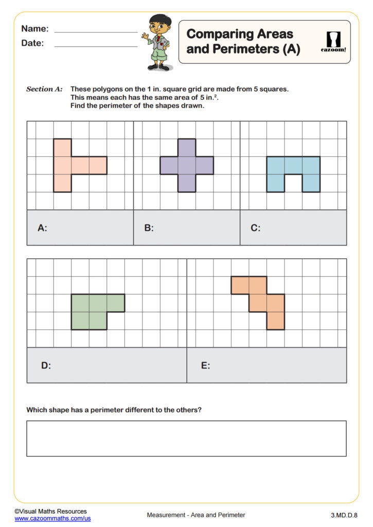 Comparing Areas And Perimeters A Fun And Engaging 3rd Grade PDF Worksheets Cazoom Math