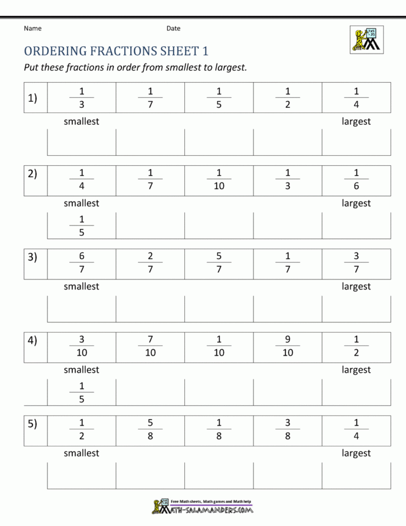 Comparing Fractions Worksheet Comparing Fractions Worksheet