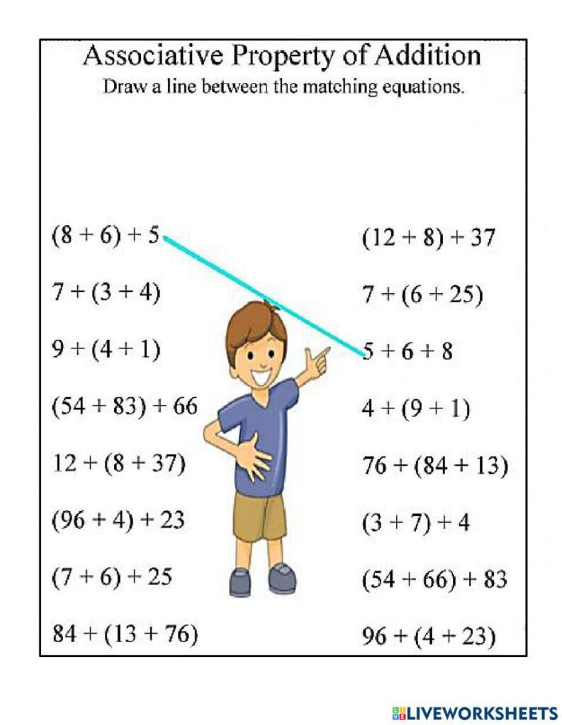 Complete The Associative Property Printable Math Worksheet Worksheets Library