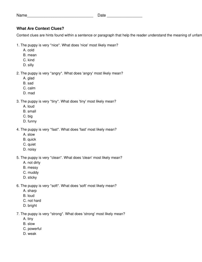 Context Clues Worksheets Third Grade Context Clues Worksheets