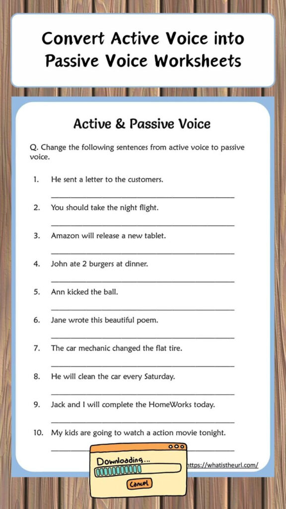 Convert Active Voice Into Passive Voice Worksheets