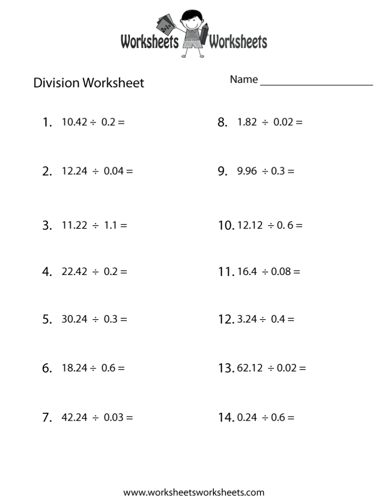 Decimal Division Worksheet Worksheets Worksheets Worksheets Library