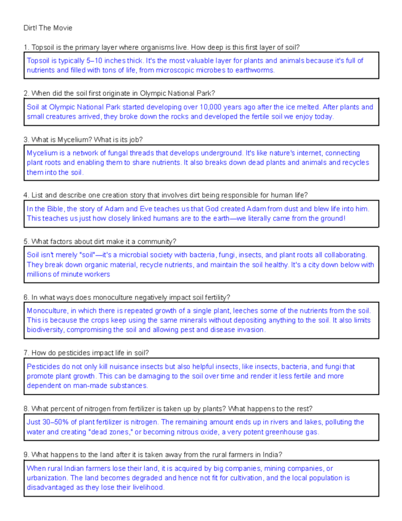 Dirt The Movie Insights On Soil And Its Importance Studocu