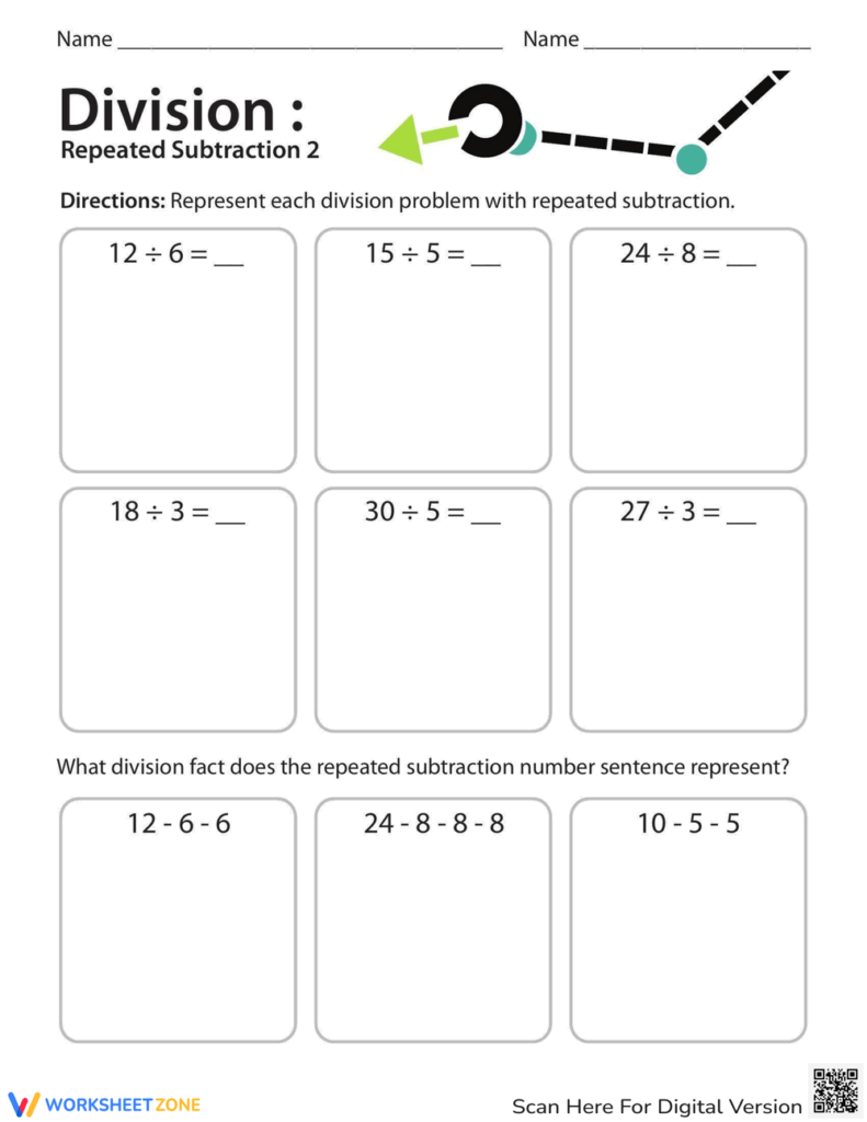 Division As Repeated Subtraction Worksheets