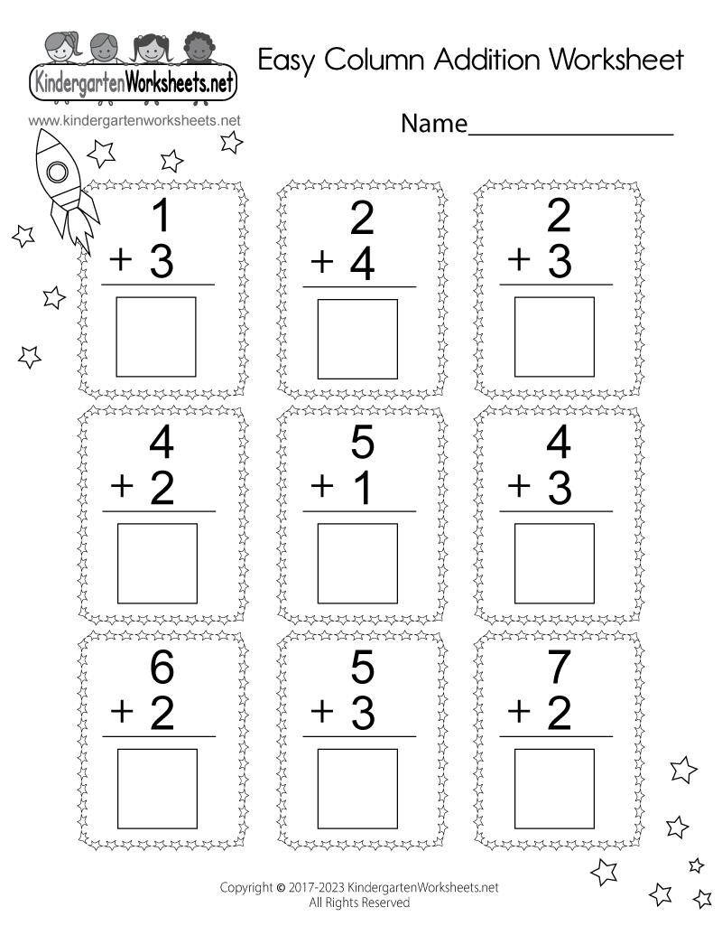 Easy Column Addition Worksheet Free Printable Digital PDF