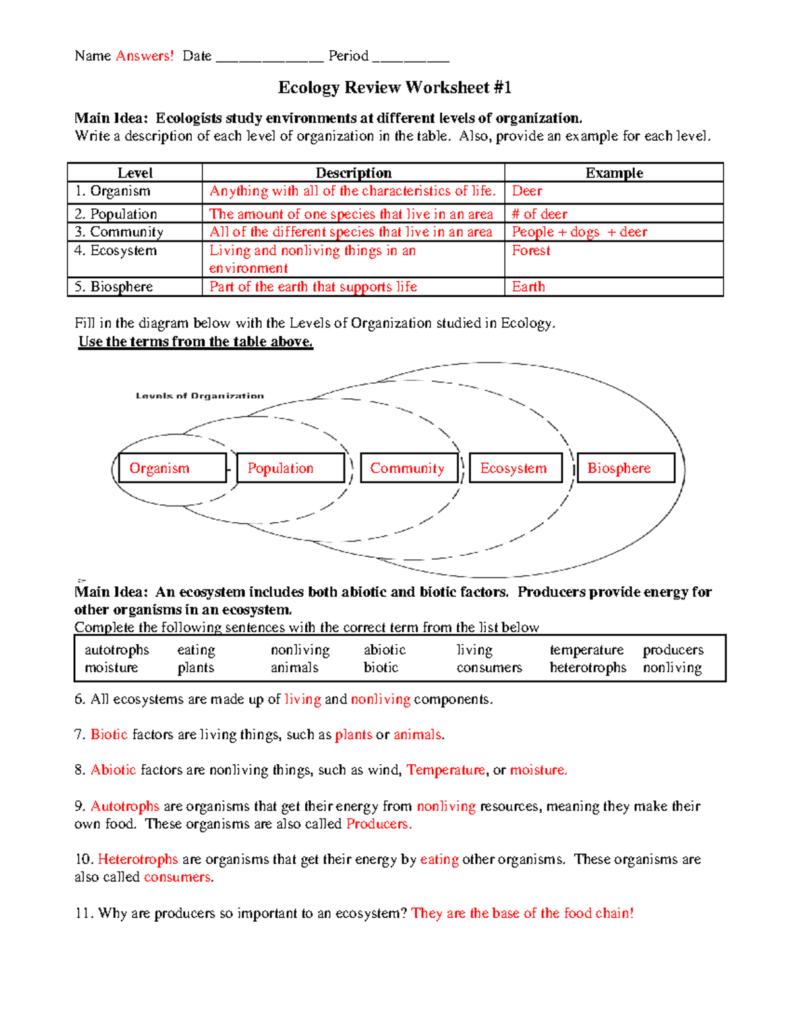 Ecology Review Worksheet 1 Concepts And Answers Explained Studocu