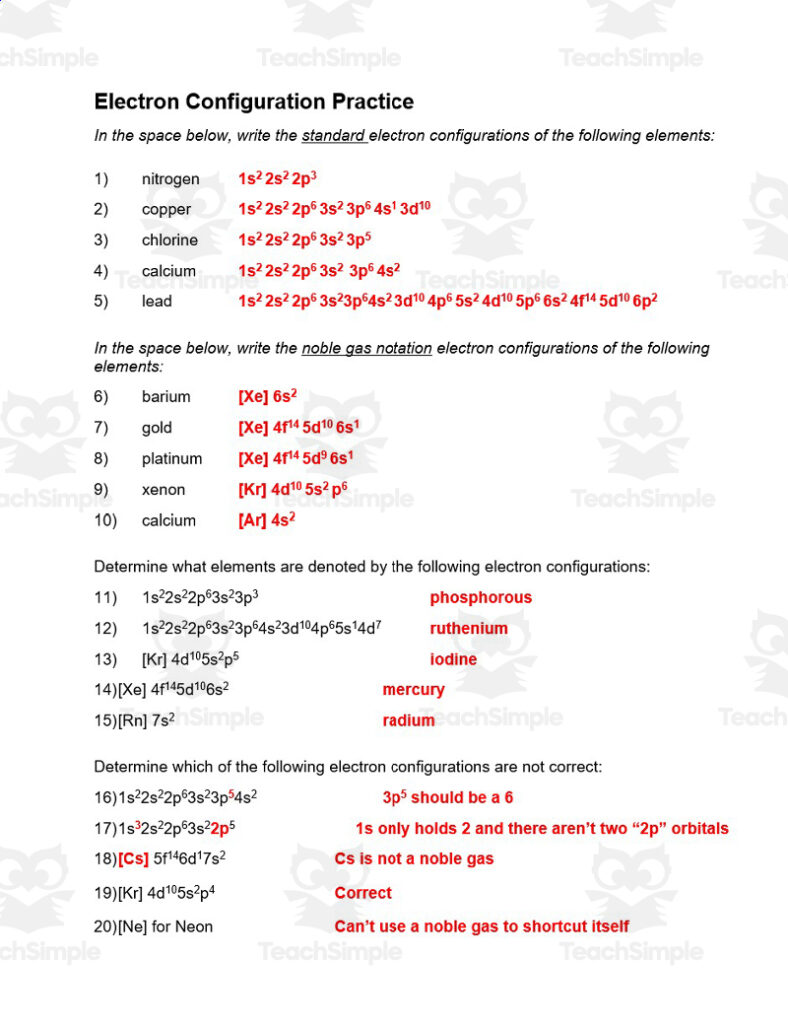 Electron Configuration Practice By Teach Simple