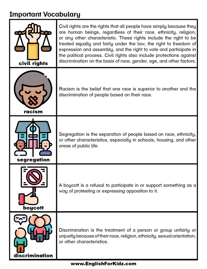 English For Kids Step By Step Martin Luther King Jr Day Worksheets Free PDF 