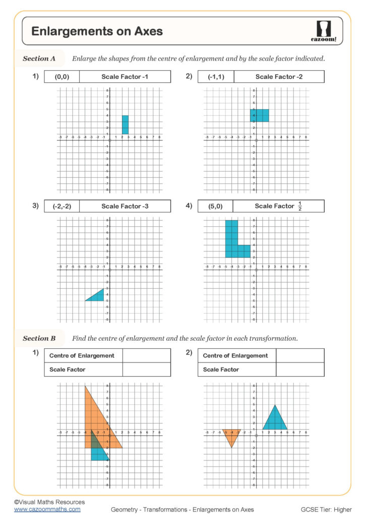 Enlargements On Axes Worksheet Cazoom Maths Worksheets Enlargements On Axes Worksheet Cazoom Maths Worksheets