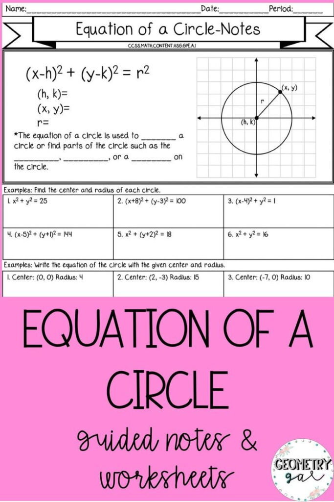 Equations Of Circles Worksheet Worksheet For Education