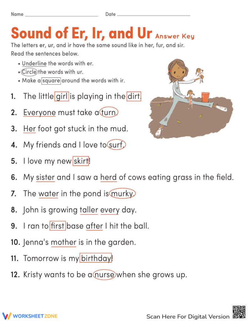 ER IR UR Word Fun Worksheet