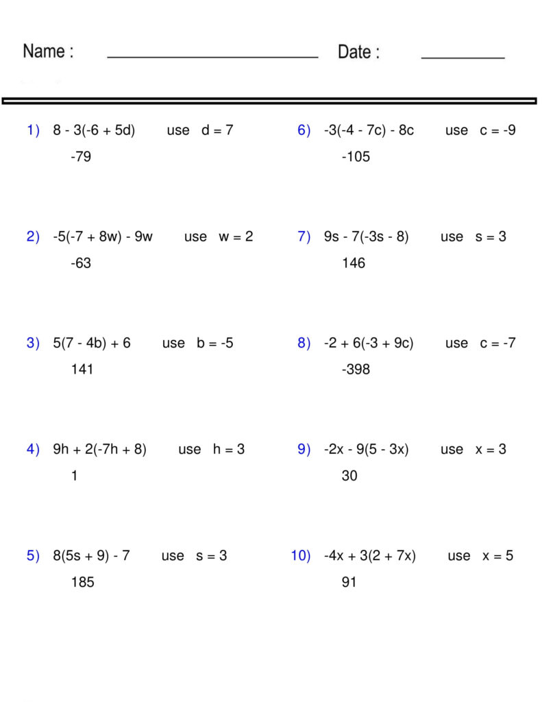 Evaluating Algebraic Expressions Worksheet One Variable Pre Algebra Made By Teachers Evaluating Algebraic Expressions Worksheet One Variable Pre Algebra Made By Teachers