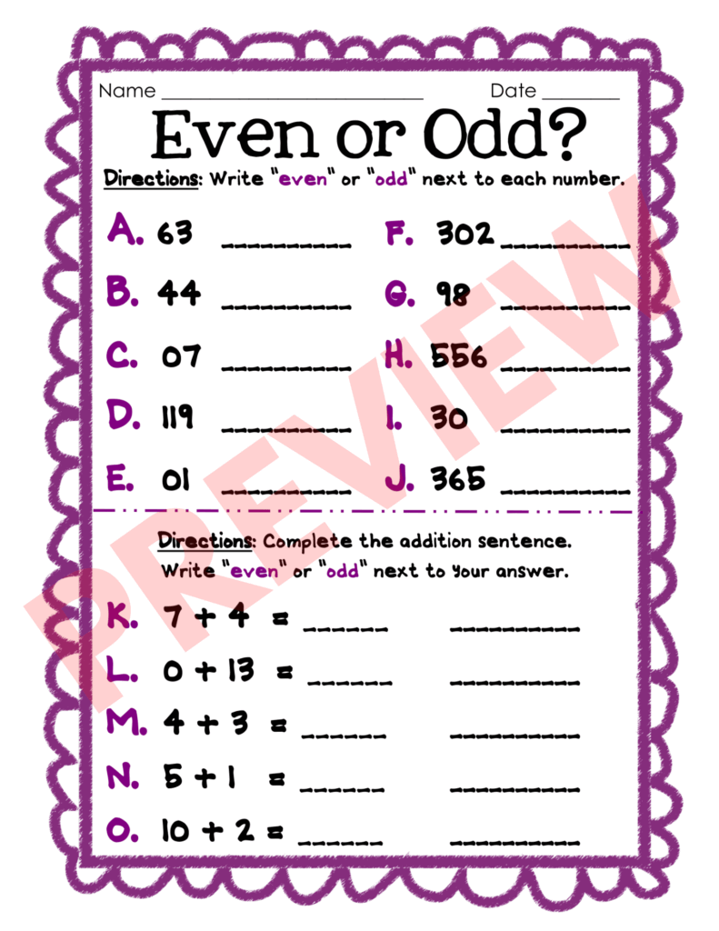 Even And Odd Number Worksheets Assessment And Activities For Kids