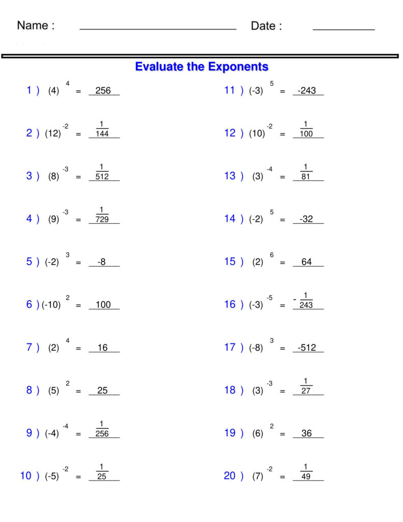 Exponents And Radicals Worksheets Solving Integers With Exponents Worksheets Made By Teachers