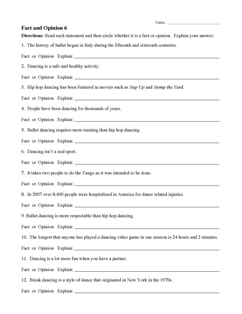Fact And Opinion Worksheets Reading Comprehension