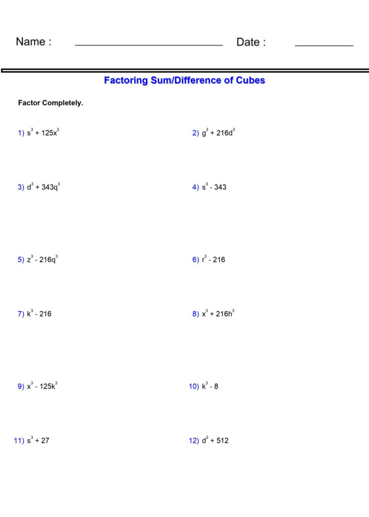 Factoring Sum Differences Of Cubes Worksheets Algebra 2 Polynomial Functions Made By Teachers Factoring Sum Differences Of Cubes Worksheets Algebra 2 Polynomial Functions Made By Teachers