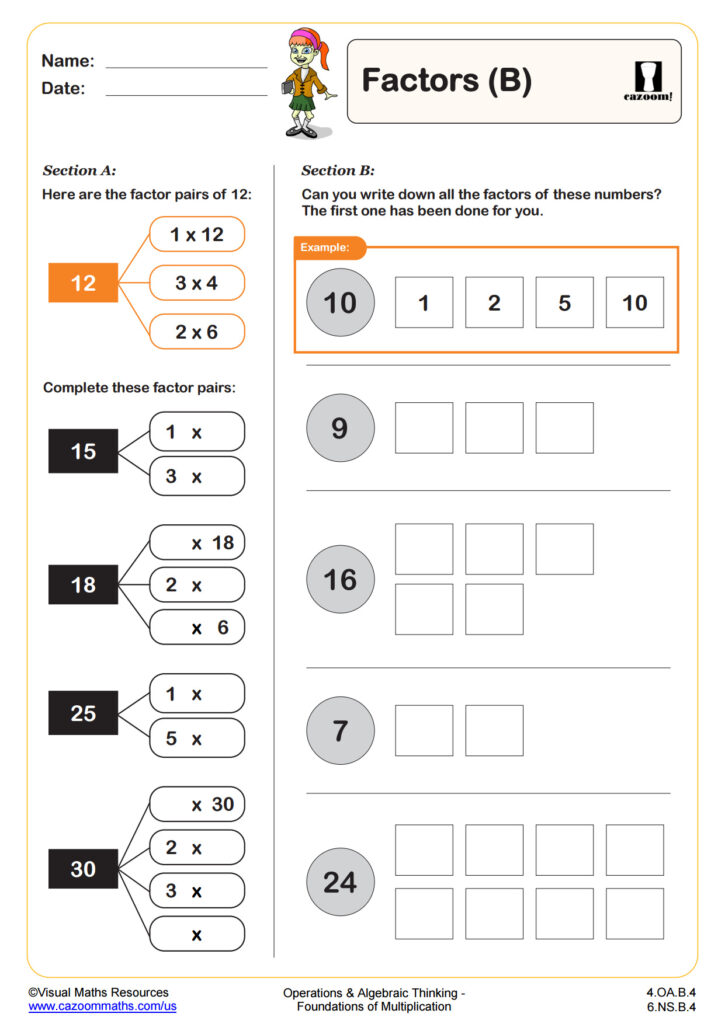 Factors B Fun And Engaging 4th Grade PDF Worksheets Cazoom Math