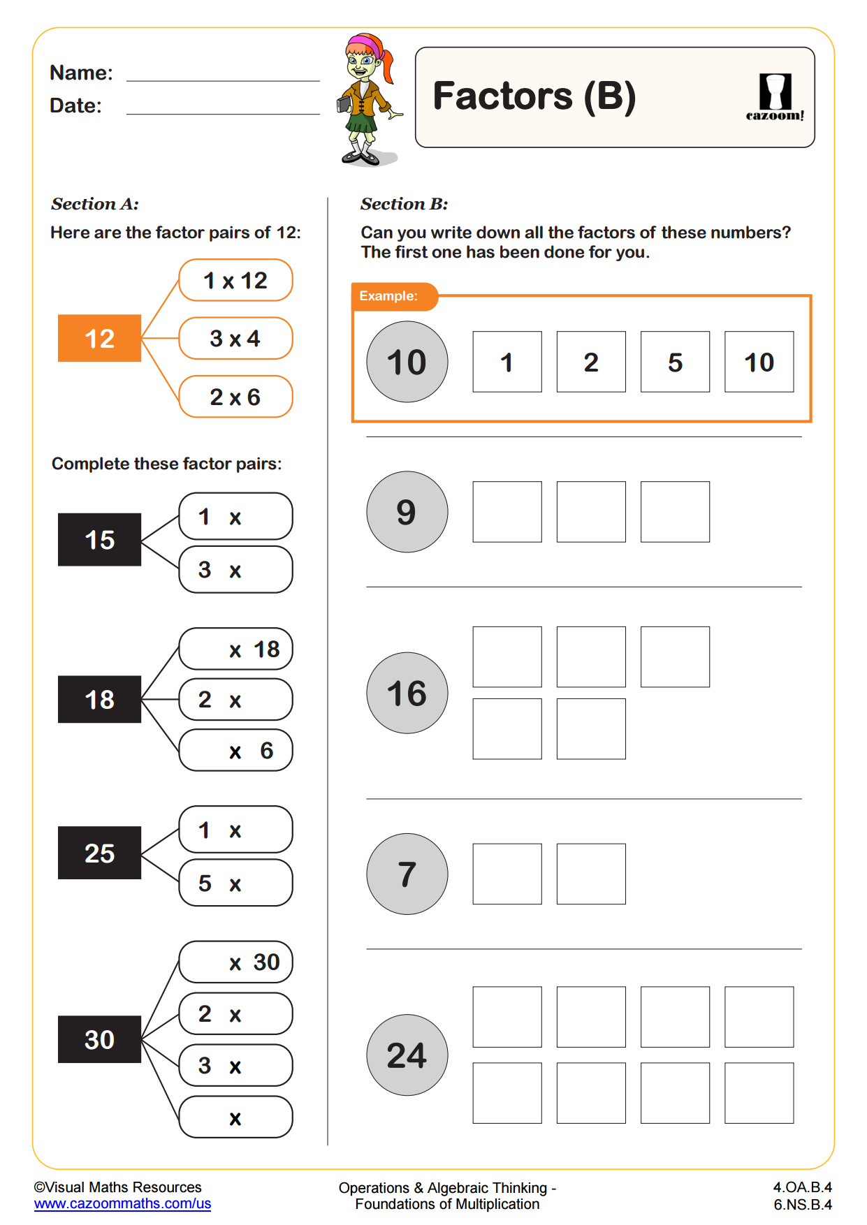 Factors B Fun And Engaging 4th Grade PDF Worksheets Cazoom Math