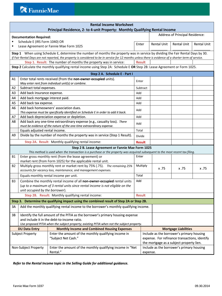 Fannie Mae Rental Income Worksheet Fill Out Sign Online DocHub