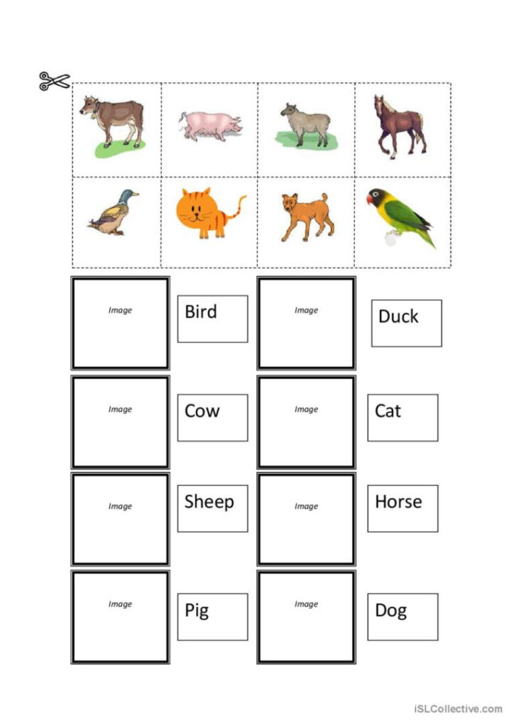Farm Animals Cut And Paste English ESL Worksheets Pdf Doc