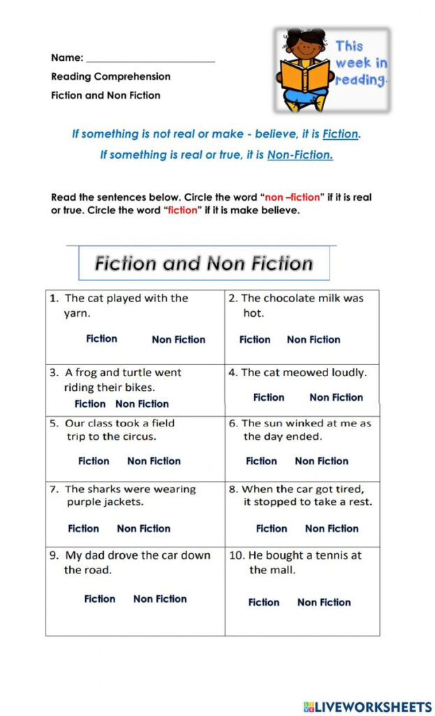 Fiction Or Nonfiction Interactive Worksheet