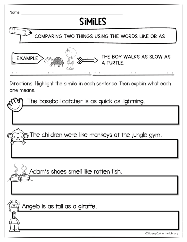 Figurative Language Worksheets And Posters