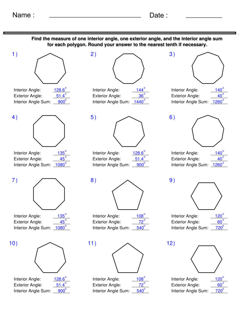 Find The Measure Of One Interior Angle Quadrilaterals And Polygons Worksheets Made By Teachers Find The Measure Of One Interior Angle Quadrilaterals And Polygons Worksheets Made By Teachers