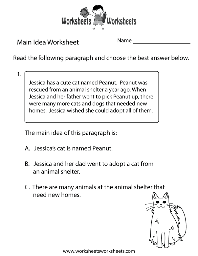 Finding The Main Idea Worksheet Worksheets Worksheets