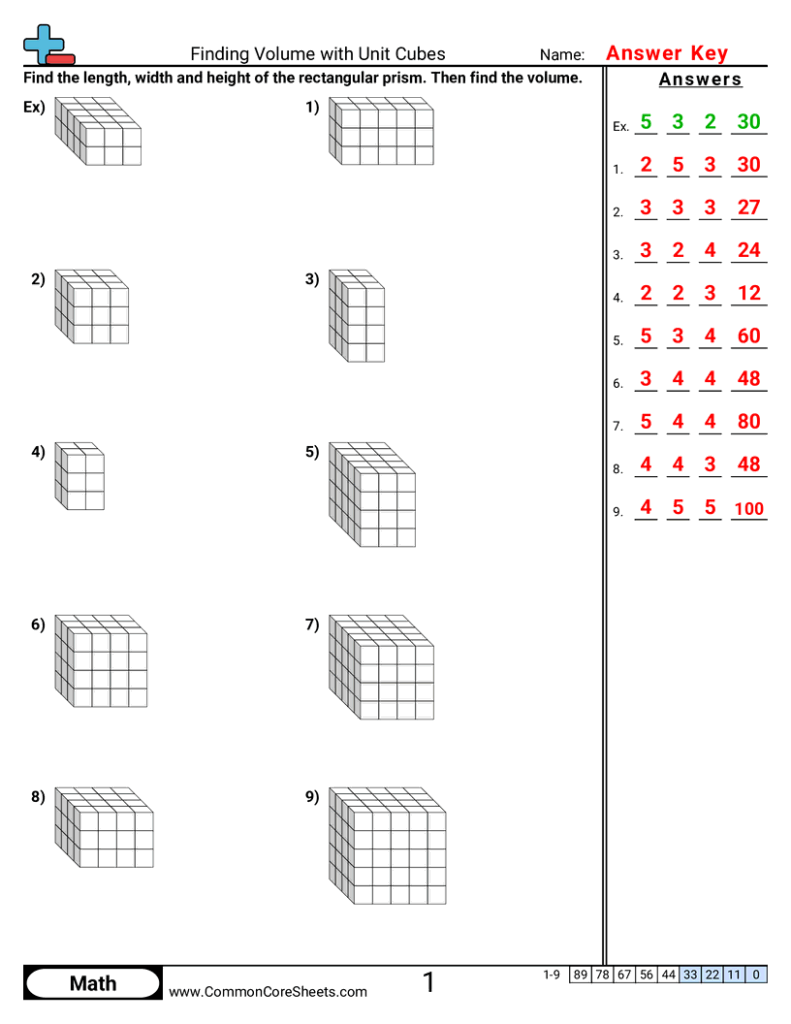 Finding Volume With Unit Cubes Worksheet Download