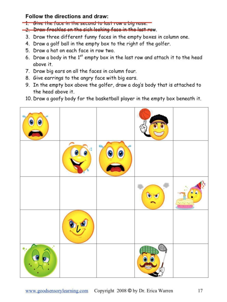 Following Directions Worksheets Activities For Beginners Good Worksheets Library
