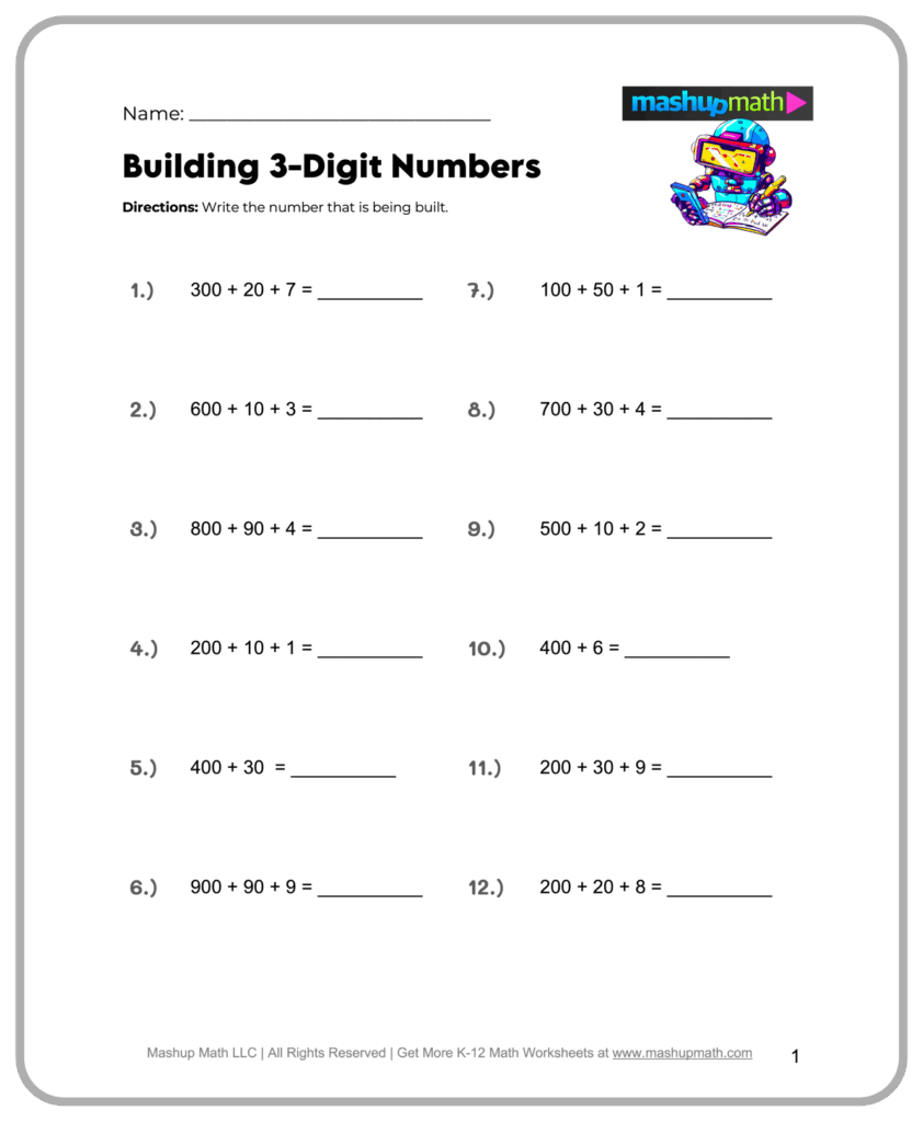 Free 4th Grade Math Worksheets Printable Mashup Math